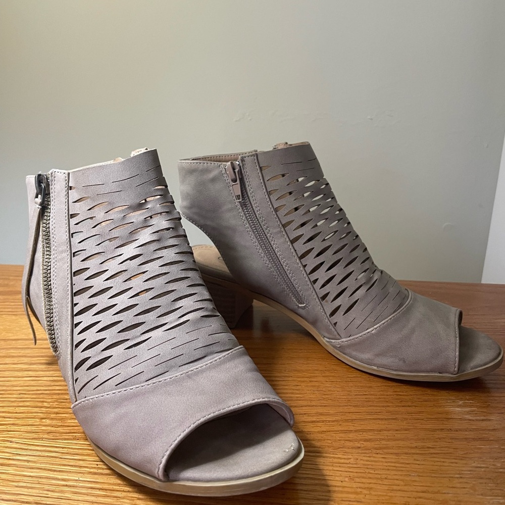 Diba Peep Toe Caged Suede Ankle Sandals